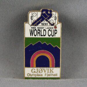 1993 World Hockey Championship Pin - Gjovik Team Pin from Norway- Inlaid Pin